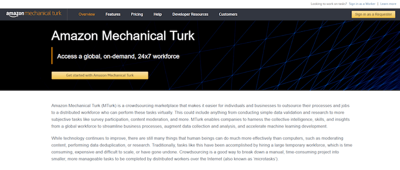 Mechanical Turk Homepage
