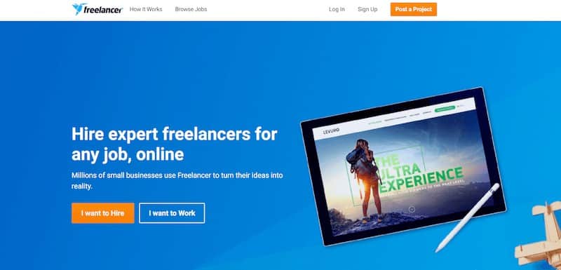 freelancer homepage