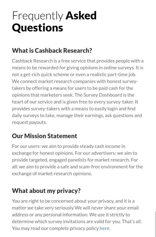 Cashback Research FAQ