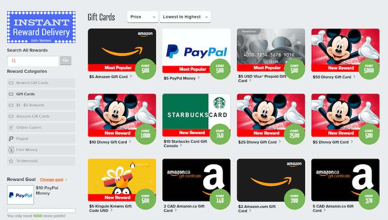 earn free gift cards with PrizeRebel