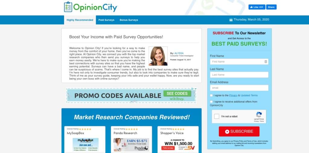 opinioncity homepage