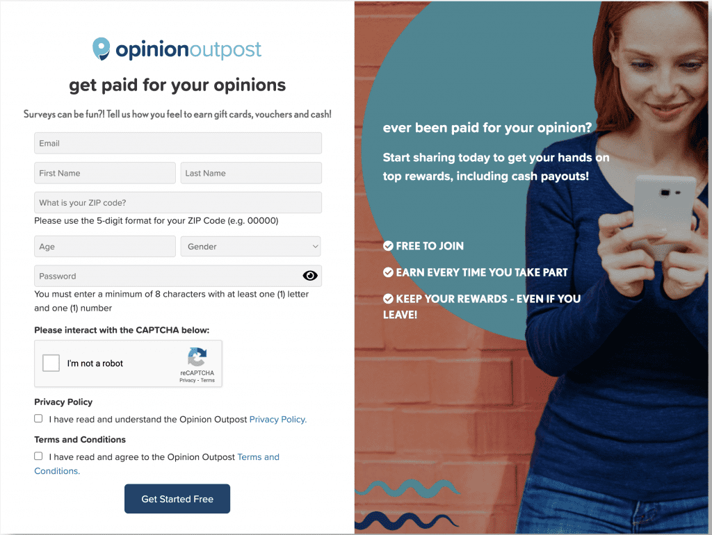 Answer short essays and earn points through Opinion Outpost.