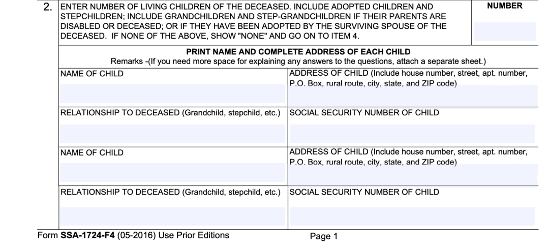 SSA Form 1724 Claims On Behalf Of A Deceased Person