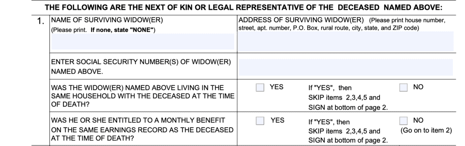 Form SSA 1724 Instructions: Claims On Behalf of a Decedent