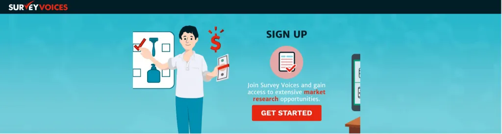 Survey Voices sign up screen