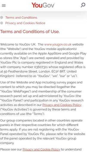Yougov Terms & conditions