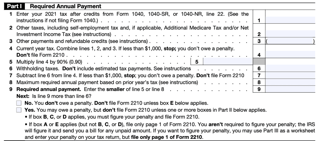 IRS Form 2210 A Guide to Underpayment of Tax