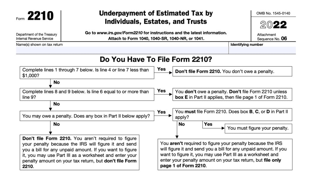 irs form 2210, underpayment of estimated tax by individuals, estates, and trusts
