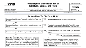 IRS Form 2210 Instructions