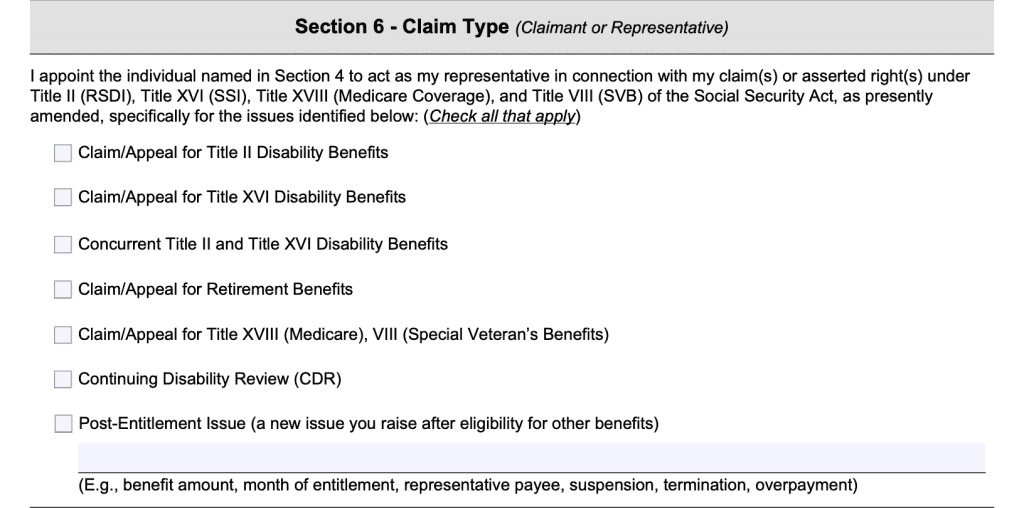 Section 6: Claim type