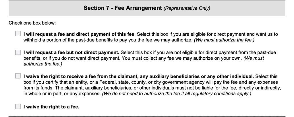Section 7: Fee arrangement