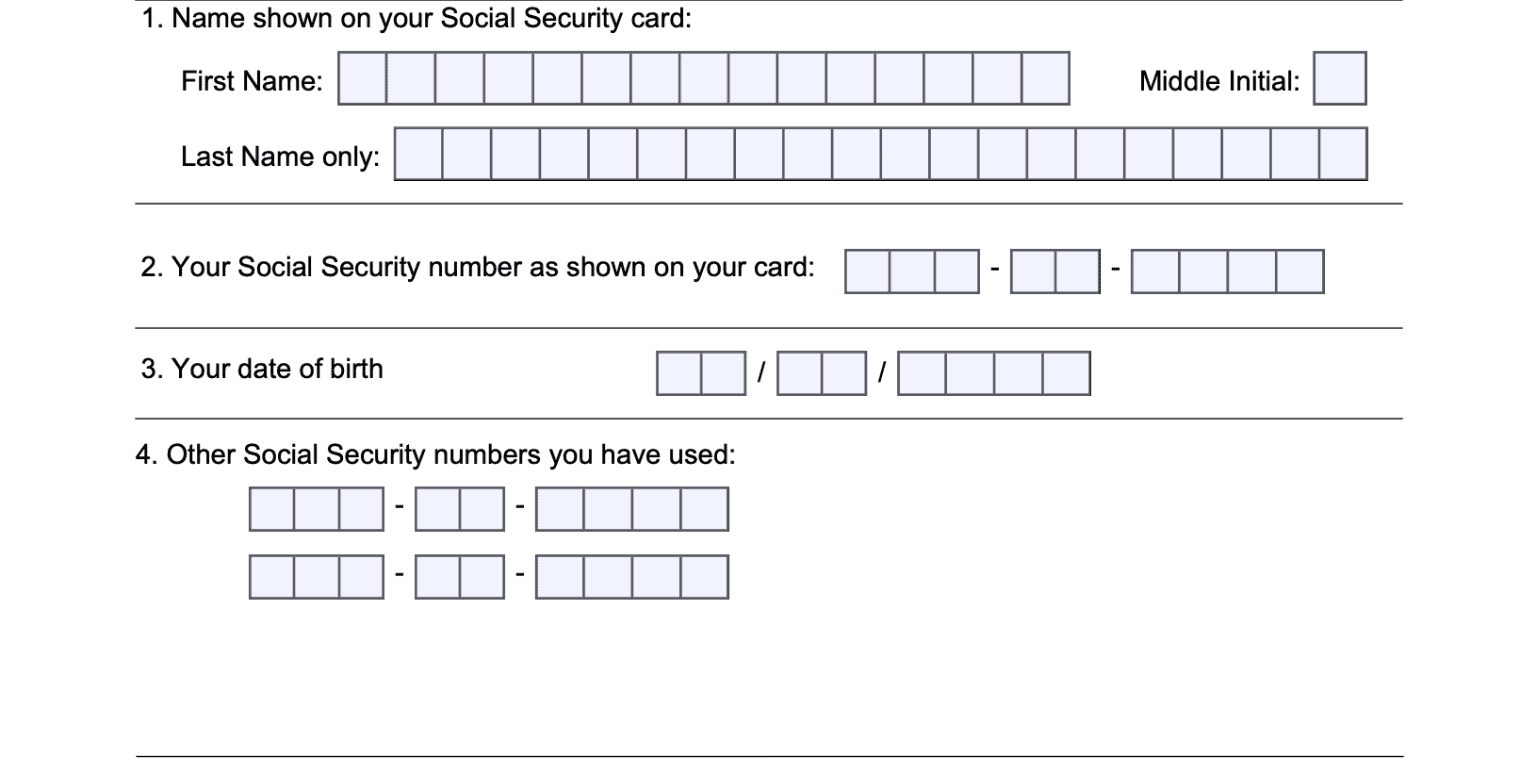 Form SSA 7004 Your Social Security Statement Request