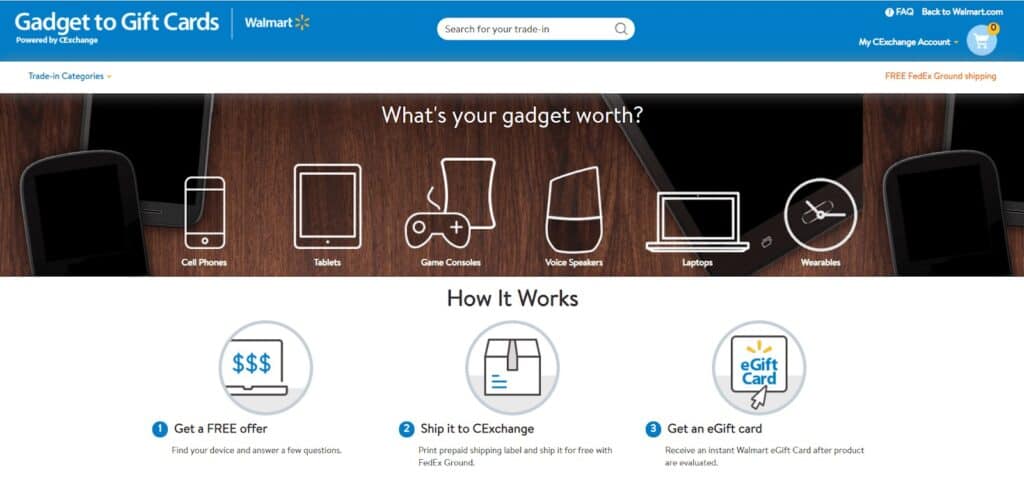 Exchange used electronics for free Walmart gift cards.