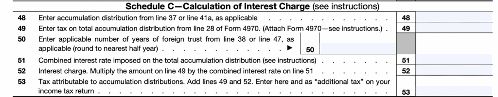 Part III, Schedule C-Calculation of Interest Charge