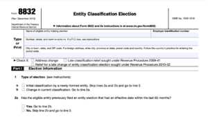 irs form 8832, entity classification election
