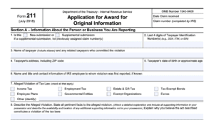 irs form 211, application for award for original information