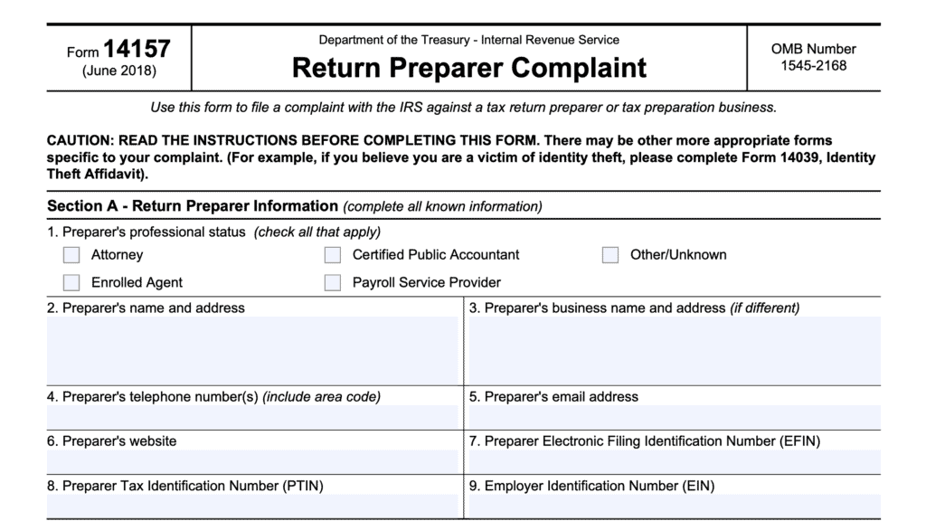 irs form 14157, return preparer complaint