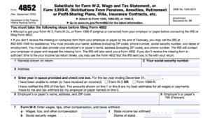 IRS Form 4852-A Guide to Substitute Forms