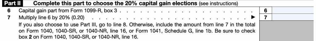 IRS Form 4972, Part II helps calculate capital gains tax