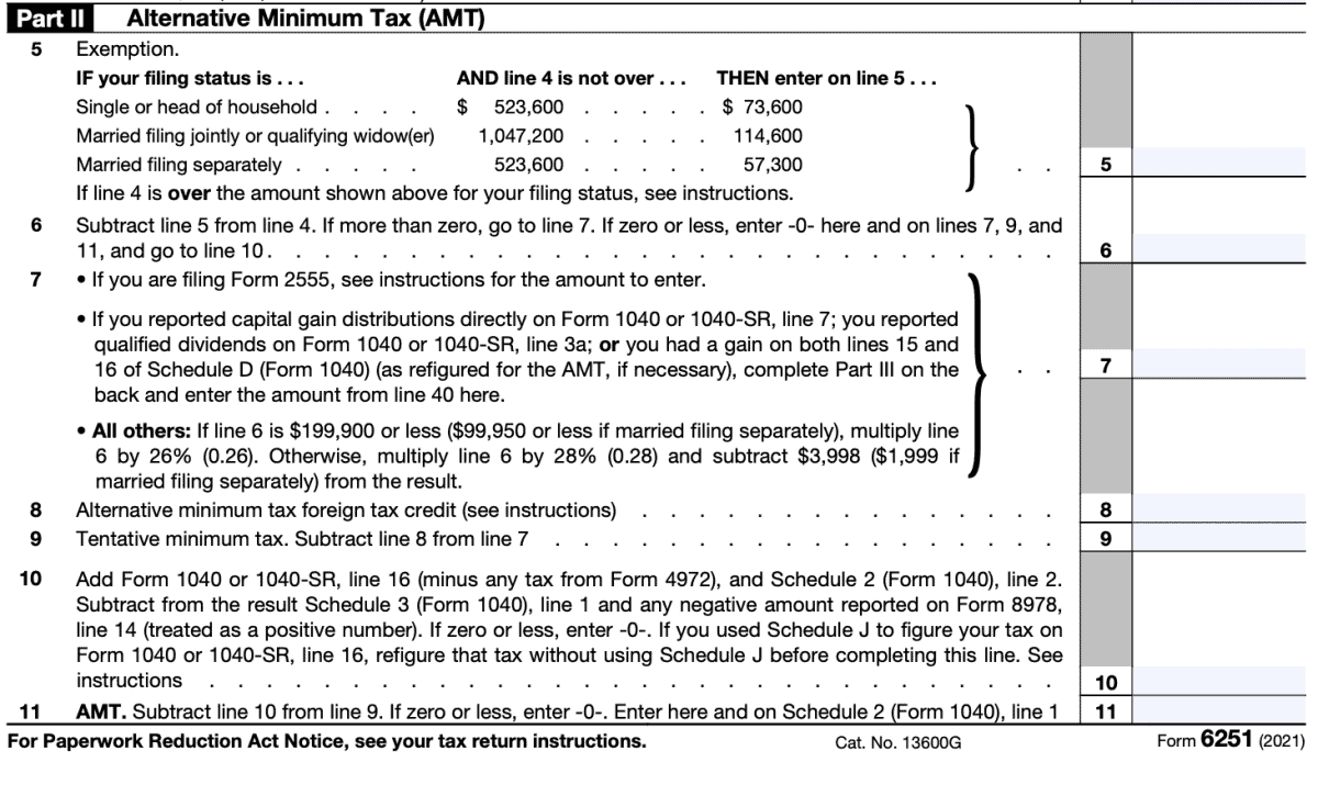 IRS Form 6251 Instructions A Guide to Alternative Minimum Tax