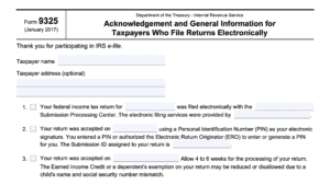 IRS Form 9325 Instructions