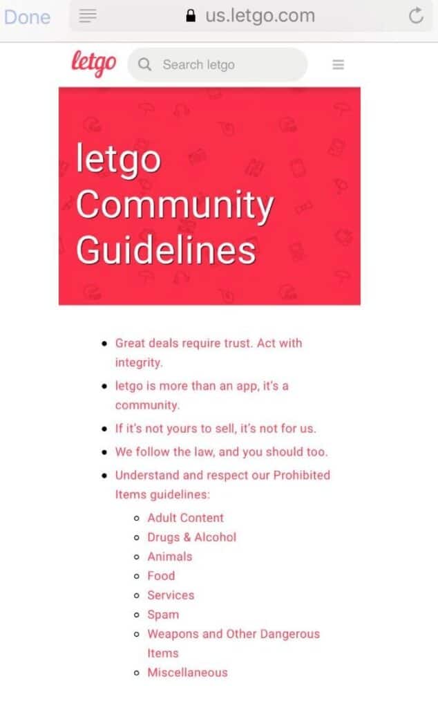 Letgo community guidelines