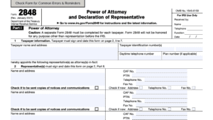 irs form 2848, power of attorney and declaration of representative