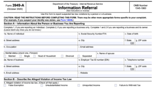 irs form 3949-a, information referral