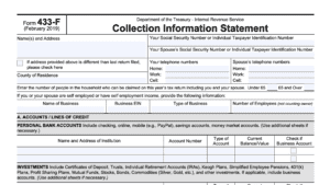IRS Form 433-F Instructions