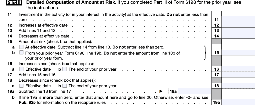 IRS Form 6198 Part II provides a detailed computation of the at-risk amount 