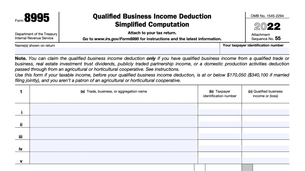 irs form 8995, qualified business income deduction, simplified computation