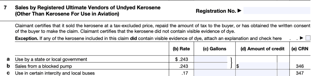 sales by registered ultimate vendors of undyed kerosene (other than kerosene for use in aviation)