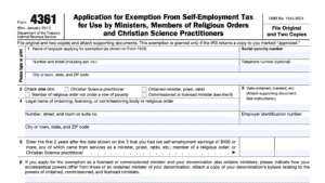 irs form 4361, Application for Exemption From Self-Employment Tax for Use by Ministers, Members of Religious Orders and Christian Science Practitioners