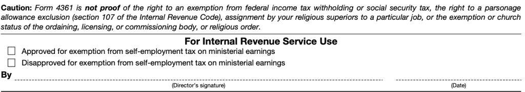 irs form 4361 approved or disapproved