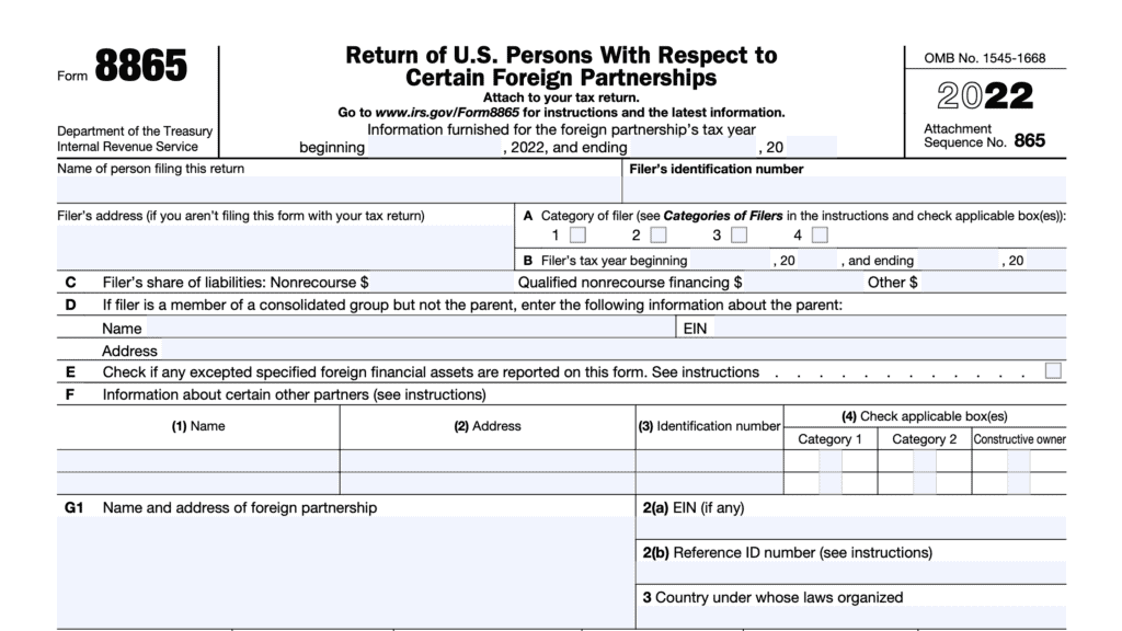 irs form 8865, Return of U.S. Persons With Respect to Certain Foreign Partnerships