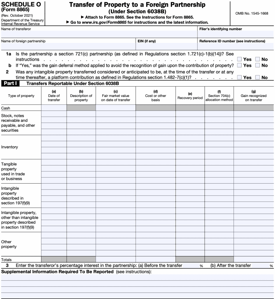 irs form 8865, schedule o, Part I