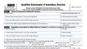 irs form 8869, Qualified Subchapter S Subsidiary Election