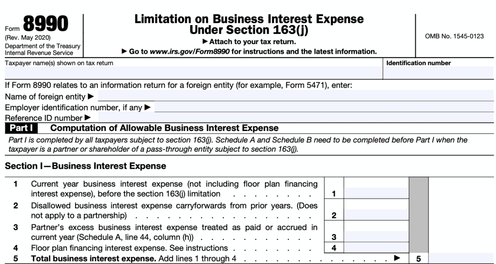 irs form 8990 part I Section I