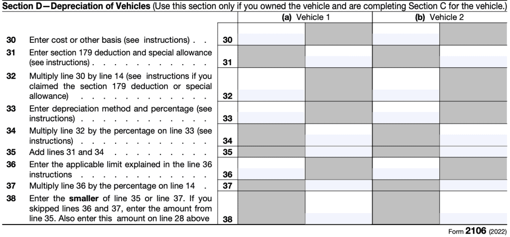 Section D: Depreciation of vehicles