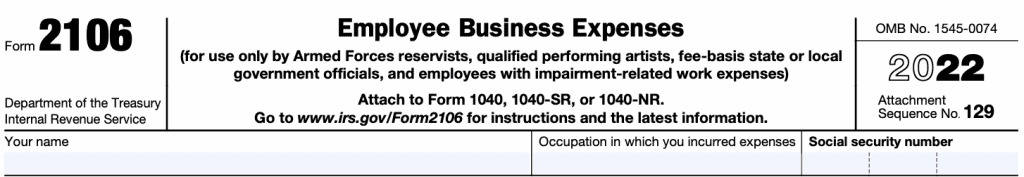 irs form 2106: Taxpayer information