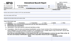 irs form 5713, international boycott report