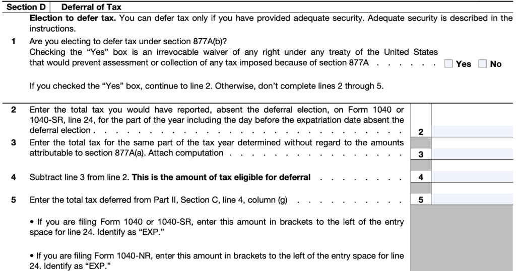 Section D: Deferral of tax