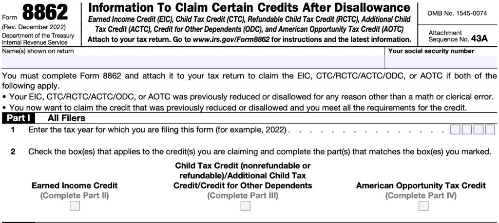 irs form 8862, information to claim certain credits after disallowance