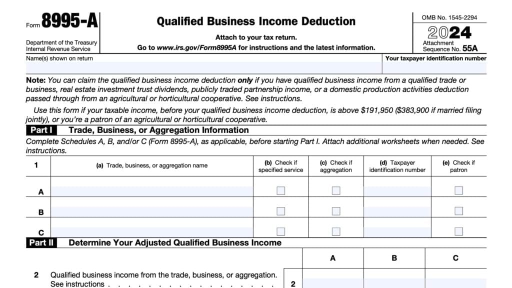 irs form 8995-a, qualified business income deduction