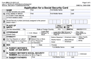 Form SSA-5: Application for a Social Security Card