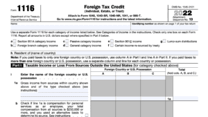 irs form 1116, foreign tax credit