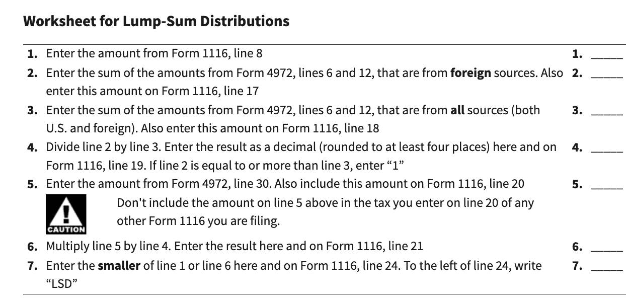 lump sum distribution worksheet.