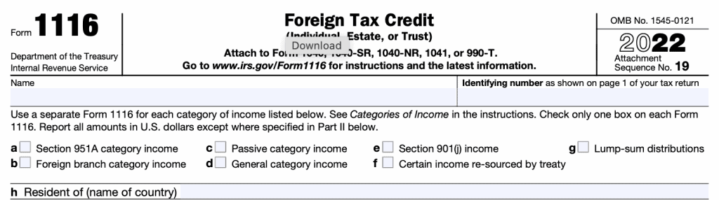 IRS Form 1116: Foreign Tax Credit