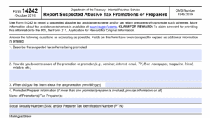 irs form 14242, report suspected abusive tax promotions or preparers