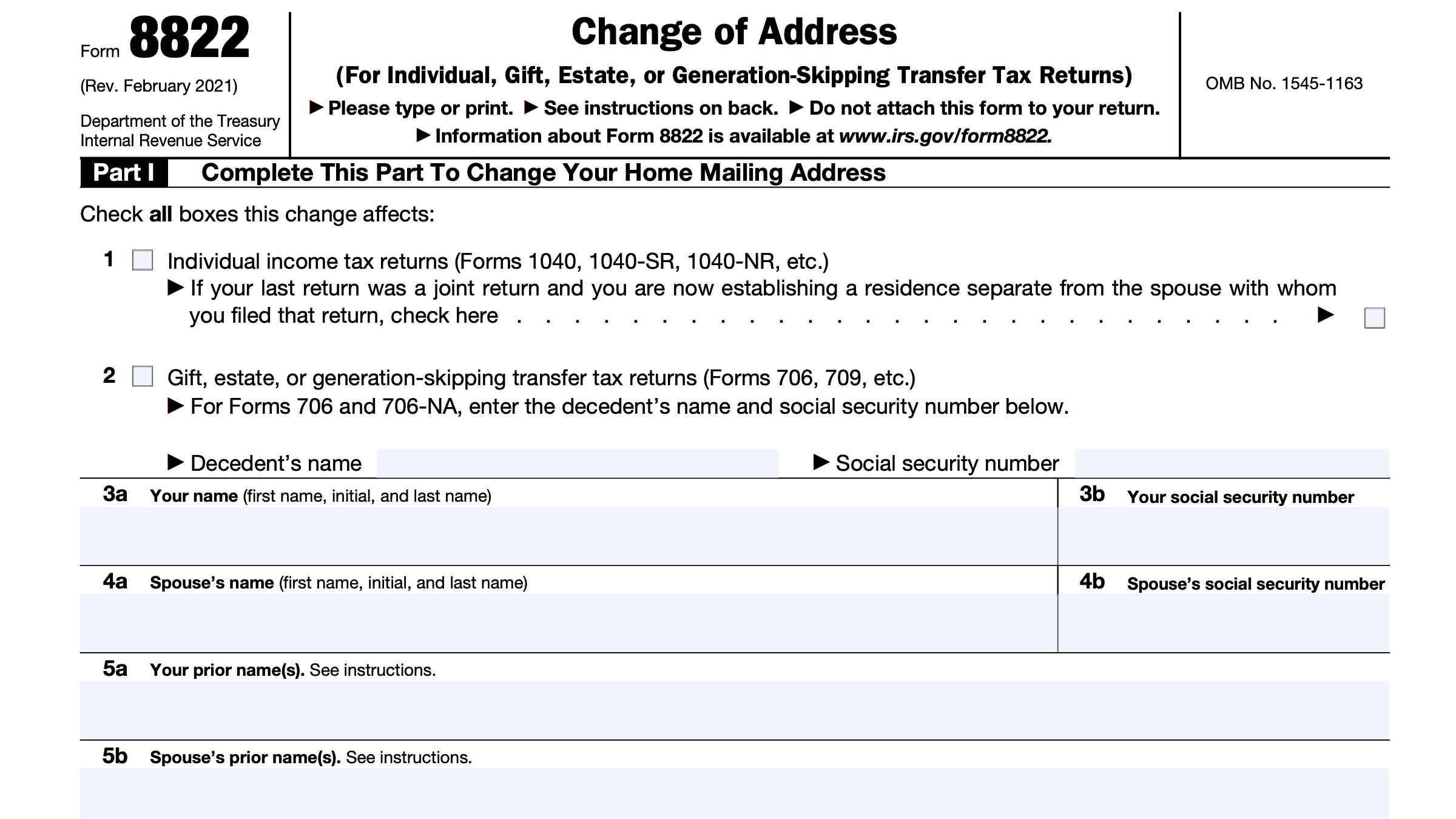 IRS Form 8822 Instructions Changing Your Address With The IRS